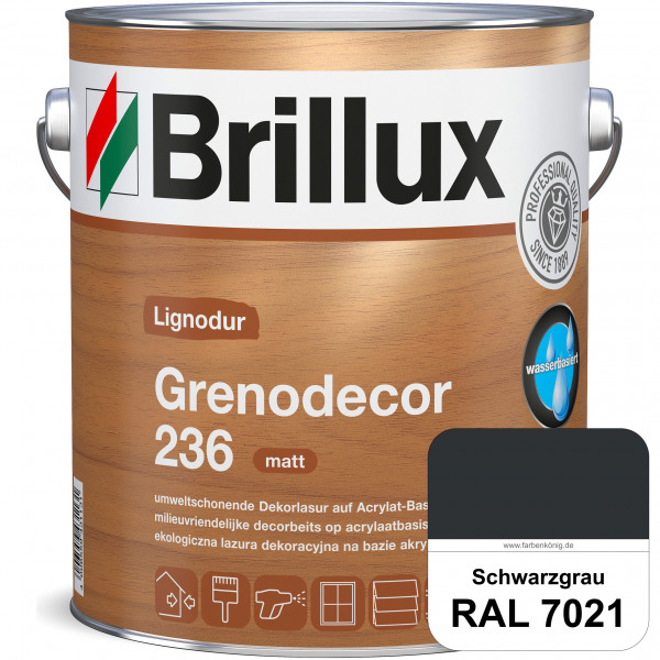 Grenodecor 236 (RAL 7021 Schwarzgrau) Umwelt- und gesundheitsschonende, diffusionsfähige Dekorlasur