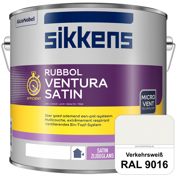 Rubbol Ventura Satin (RAL 9016 Verkehrsweiß) Seidenglanzlack (lösemittelhaltig) Fenster & Türen auße