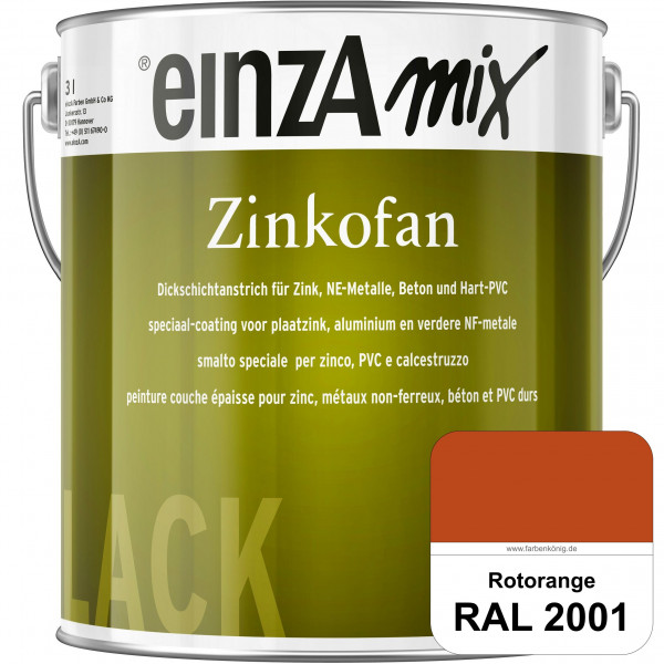 einzA Zinkofan (RAL 2001 Rotorange) Hoch wetterbeständiges "Dickschicht-1-Topf-System"