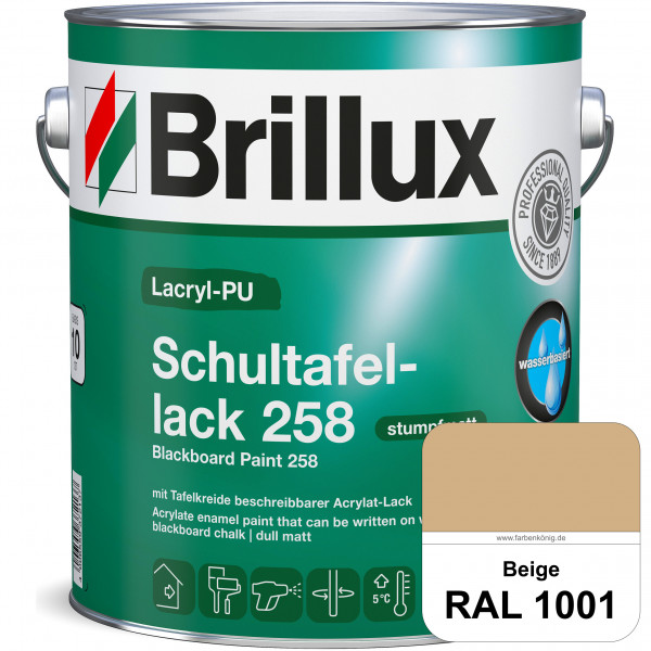 Lacryl-PU Schultafellack 258 (RAL 1001 Beige) wasserbasierter und matter Schultafellack (innen)