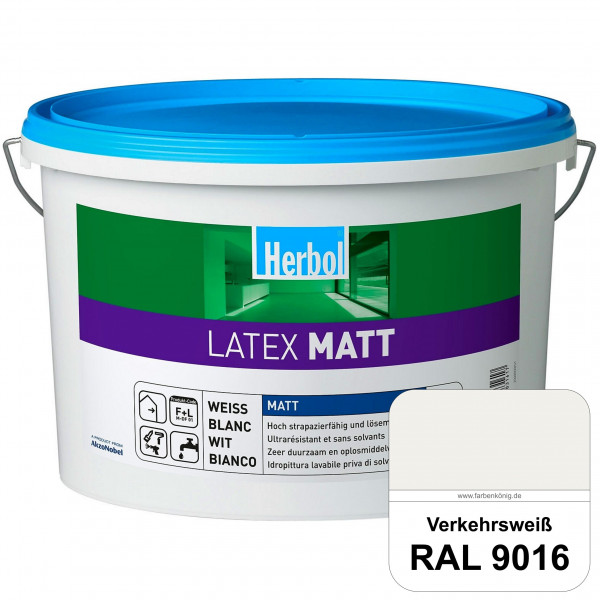 Latex Matt (RAL 9016 Verkehrsweiß) Matte Latexfarbe mit hoher Strapazierfähigkeit