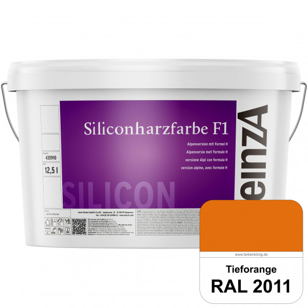 einzA Siliconharzfarbe F1 (RAL 2011 Tieforange) Universal Siliconharz-Fassadenfarbe, kalkmatt, wette