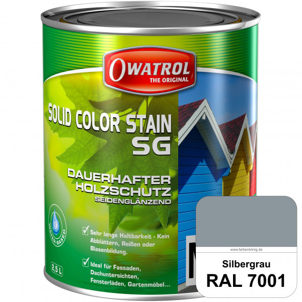 Solid Color Stain SG (RAL 7001 Silbergrau) deckende und seidenglänzende Wetterschutzfarbe außen
