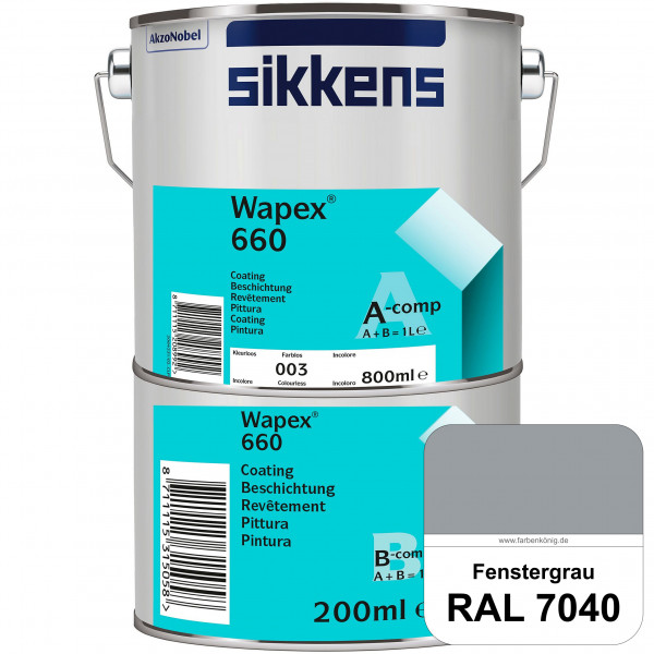 Wapex 660 Set (RAL 7040 Fenstergrau) seidenglänzende 2K-Epoxidharzlack für Böden & Wände (innen)