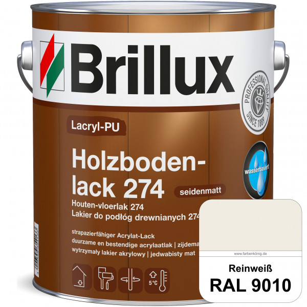 Lacryl-PU Holzbodenlack 274 (RAL 9010 Reinweiß) hochwertige & widerstandsfähige, deckende Versiegelu