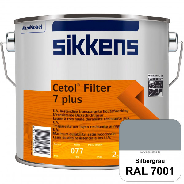 Cetol Filter 7 PLUS (RAL 7001 Silbergrau) Seidenglänzende Dickschichtlasur (Long-Life-Lasur) für auß