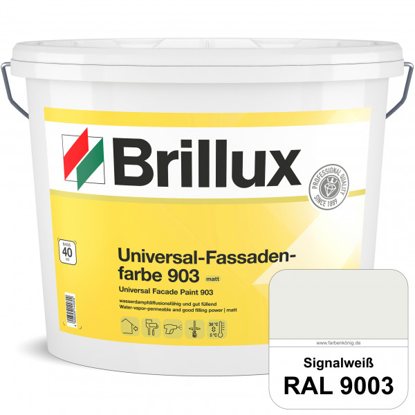 Universal-Fassadenfarbe 903 (RAL 9003 Signalweiß) wetterbeständige, sehr gut füllende & spannungsarm