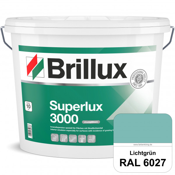 Superlux 3000 (RAL 6027 Lichtgrün) hoch deckende stumpfmatte Innen-Dispersionsfarbe - streiflichtune