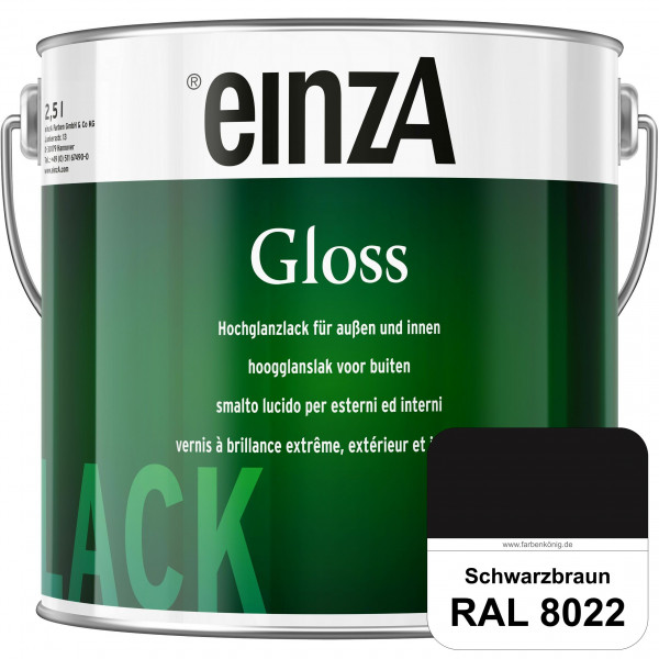 einzA Gloss (RAL 8022 Schwarzbraun) Hochwertiger Alkydharzlack in Premium-Qualität, hochglänzend.