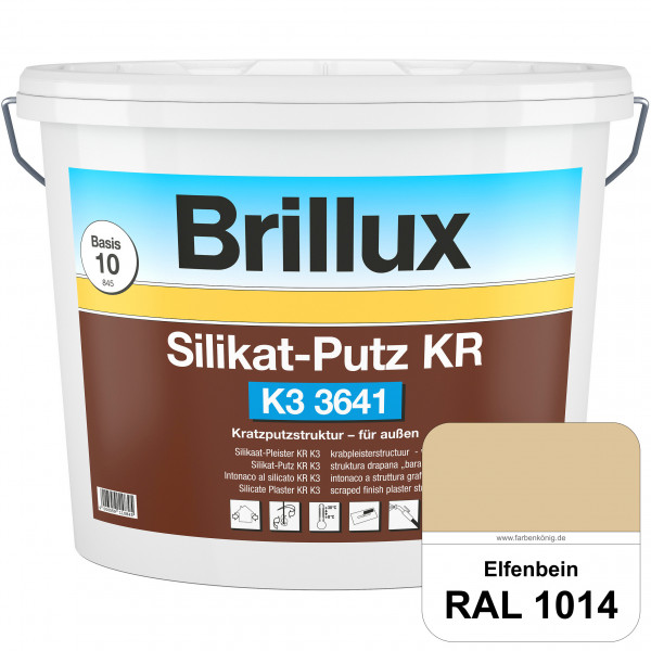 Silikat-Putz KR K3 3641 (RAL 1014 Elfenbein) Dekorativer Kratzputz auf Silikatbasis