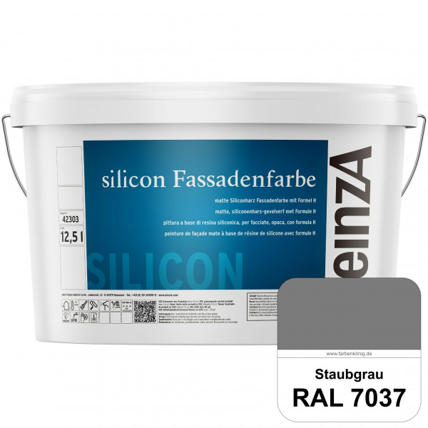 einzA silicon Fassadenfarbe (RAL 7037 Staubgrau) Hochwertige Siliconharz-Fassadenfarbe