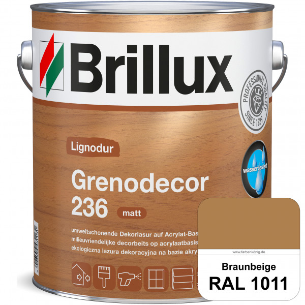 Grenodecor 236 (RAL 1011 Braunbeige) Umwelt- und gesundheitsschonende, diffusionsfähige Dekorlasur m