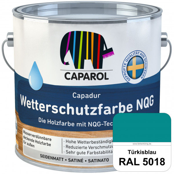 Capadur Wetterschutzfarbe NQG (RAL 5018 Türkisblau) Holzfarbe mit NQG-Technologie wasserbasiert für