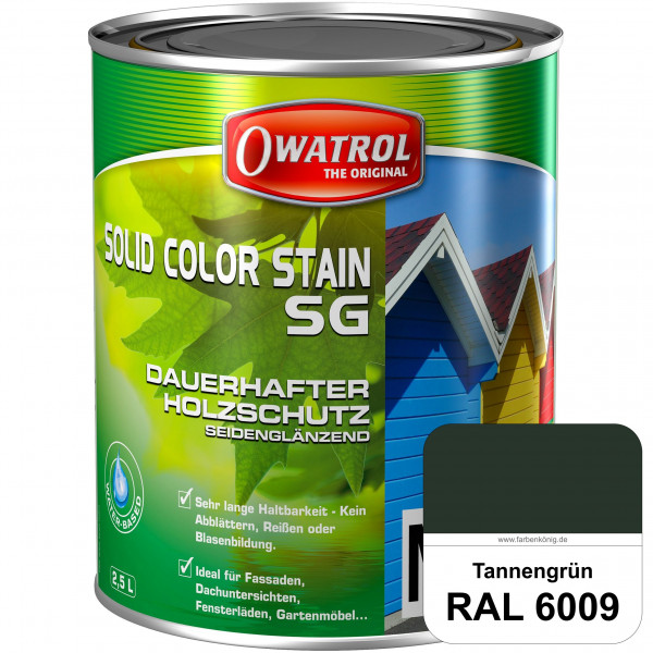 Solid Color Stain SG (RAL 6009 Tannengrün) deckende und seidenglänzende Wetterschutzfarbe außen