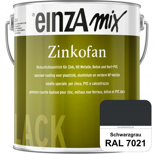 einzA Zinkofan (RAL 7021 Schwarzgrau) Hoch wetterbeständiges "Dickschicht-1-Topf-System"