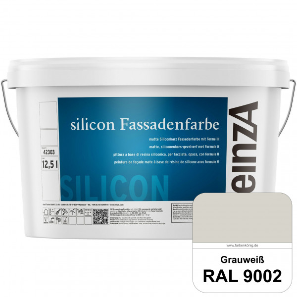 einzA silicon Fassadenfarbe (RAL 9002 Grauweiß) Hochwertige Siliconharz-Fassadenfarbe