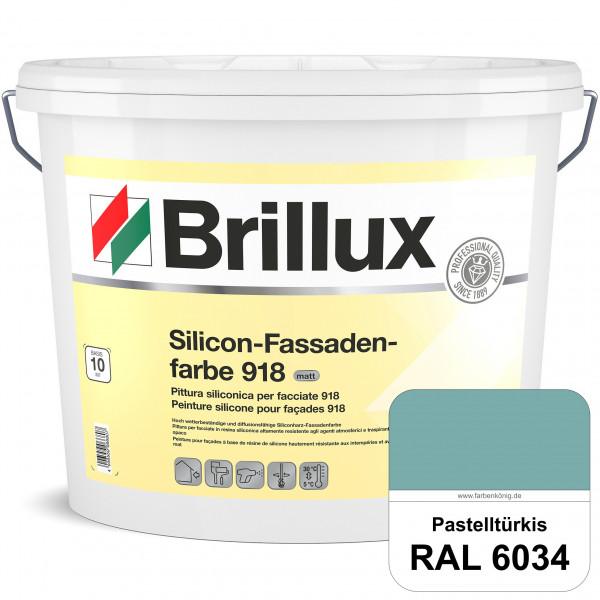 Silicon-Fassadenfarbe 918 (RAL 6034 Pastelltürkis) matt, hoch wetterbeständig und wasserabweisend