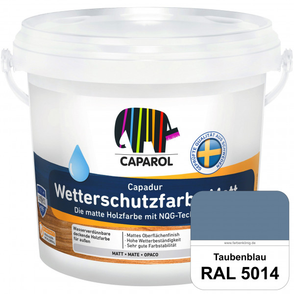 Capadur Wetterschutzfarbe Matt (RAL 5014 Taubenblau) matte Holzfarbe mit NQG-Technologie für außen