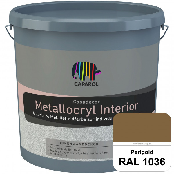 Capadecor Metallocryl Interior (RAL 1036 Perlgold) Glänzende Dispersionsfarbe mit metallischer Optik