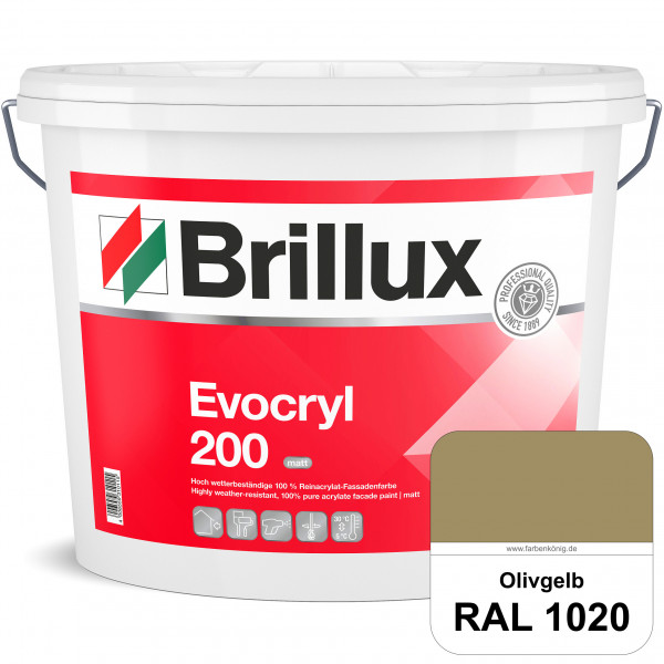 Evocryl 200 (RAL 1020 Olivgelb) Verschmutzungsunempfindliche 100% Reinacrylat Fassadenfarbe