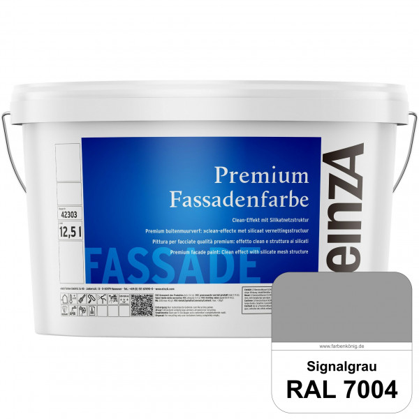 einzA Premium Fassadenfarbe (RAL 7004 Signalgrau) Hochwertige Fassadenfarbe mit Clean-Effekt