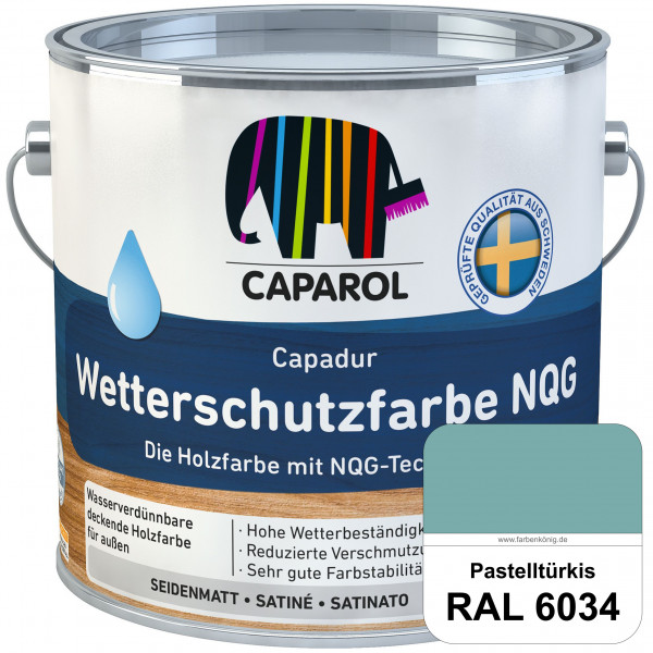 Capadur Wetterschutzfarbe NQG (RAL 6034 Pastelltürkis) Holzfarbe mit NQG-Technologie wasserbasiert f