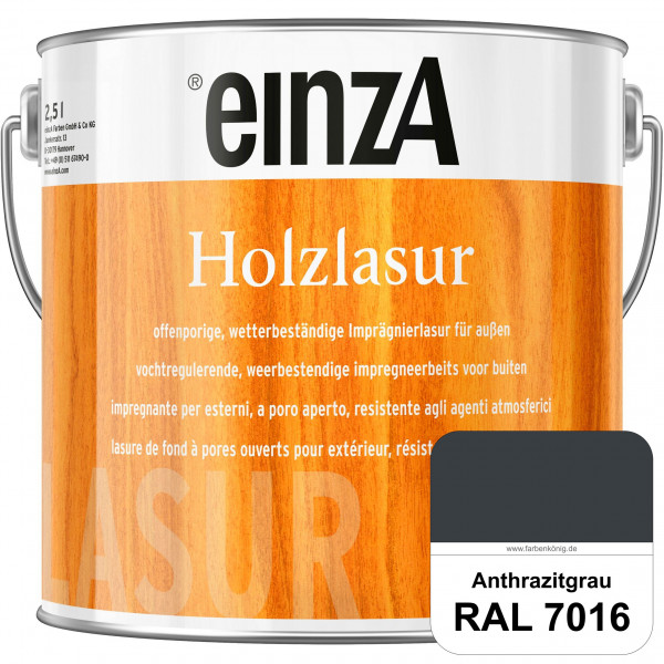 einzA Holzlasur (RAL 7016 Anthrazitgrau) Offenporige Imprägnierlasur für Außen-Holzbauteile