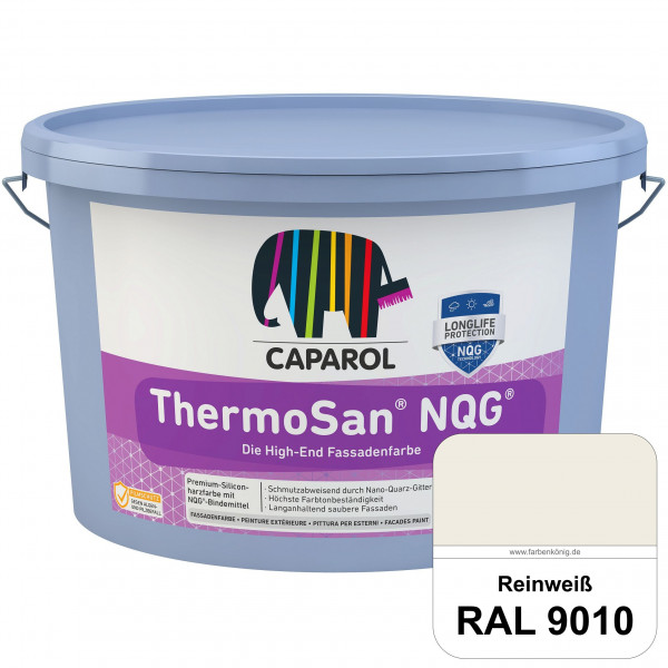 ThermoSan NQG (RAL 9010 Reinweiß) schmutzabweisende Siliconharz Fassadenfarbe mit Algen- und Pilzsch