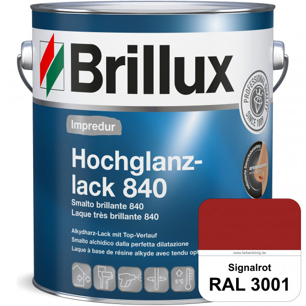 Impredur Hochglanzlack 840 (RAL 3001 Signalrot) für Holz- und Metallflächen (löselmittelhaltig) inne