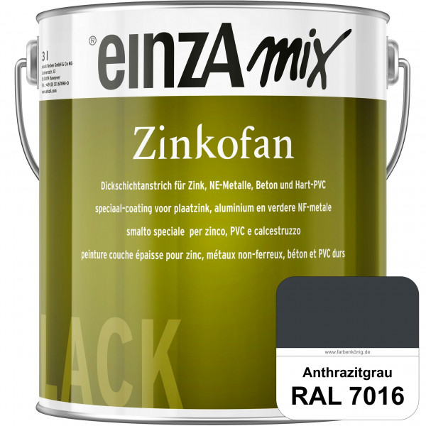 einzA Zinkofan (RAL 7016 Anthrazitgrau) Hoch wetterbeständiges "Dickschicht-1-Topf-System"