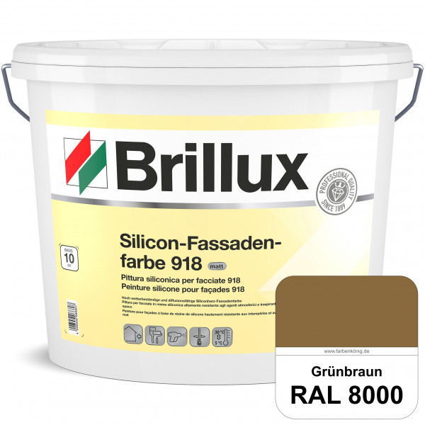 Silicon-Fassadenfarbe 918 (RAL 8000 Grünbraun) matt, hoch wetterbeständig und wasserabweisend