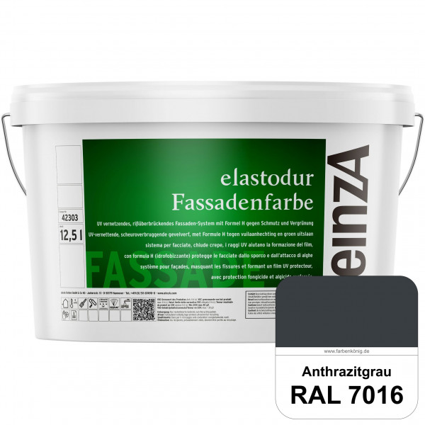 einzA elastodur Fassadenfarbe (RAL 7016 Anthrazitgrau) UV-vernetzendes & rissüberbrückendes Fassaden