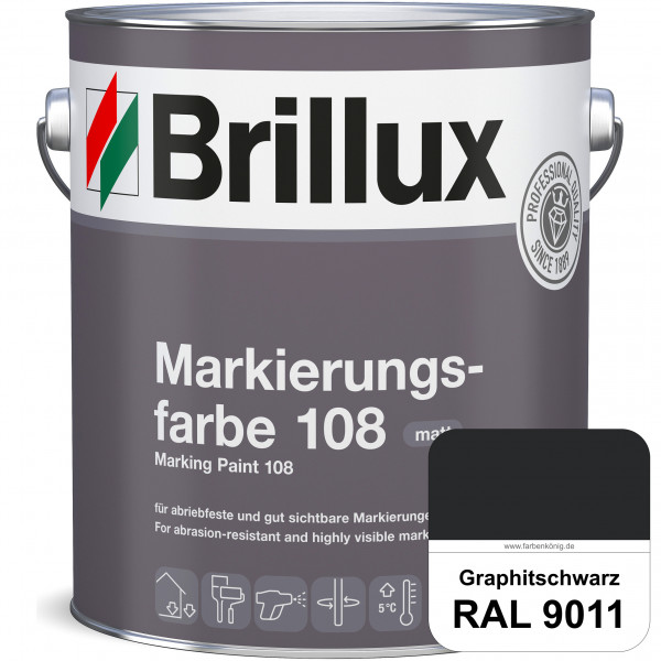 Markierungsfarbe 108 (RAL 9011 Graphitschwarz) Markierungsfarbe für Asphalt, Betonböden, Zementestri