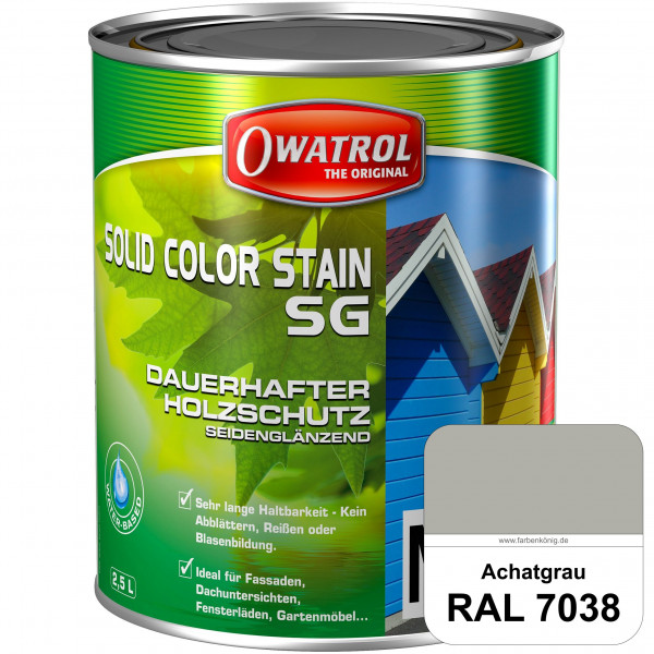 Solid Color Stain SG (RAL 7038 Achatgrau) deckende und seidenglänzende Wetterschutzfarbe außen