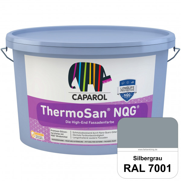 ThermoSan NQG (RAL 7001 Silbergrau) schmutzabweisende Siliconharz Fassadenfarbe mit Algen- und Pilzs