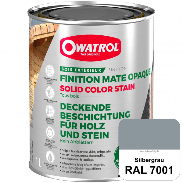 Solid Color Stain (RAL 7001 Silbergrau) deckende und matte Wetterschutzfarbe außen