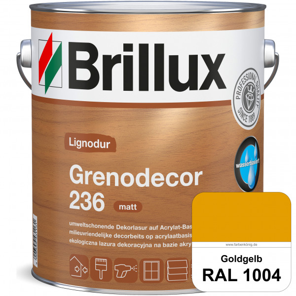 Grenodecor 236 (RAL 1004 Goldgelb) Umwelt- und gesundheitsschonende, diffusionsfähige Dekorlasur mit