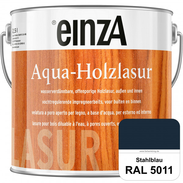 einzA Aqua-Holzlasur (RAL 5011 Stahlblau) wasserverdünnbare offenporige Holzlasur für Holzbauteile