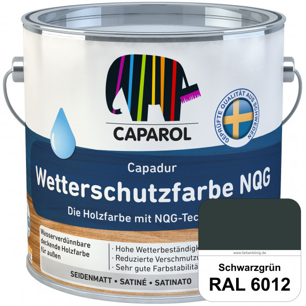 Capadur Wetterschutzfarbe NQG (RAL 6012 Schwarzgrün) Holzfarbe mit NQG-Technologie wasserbasiert für