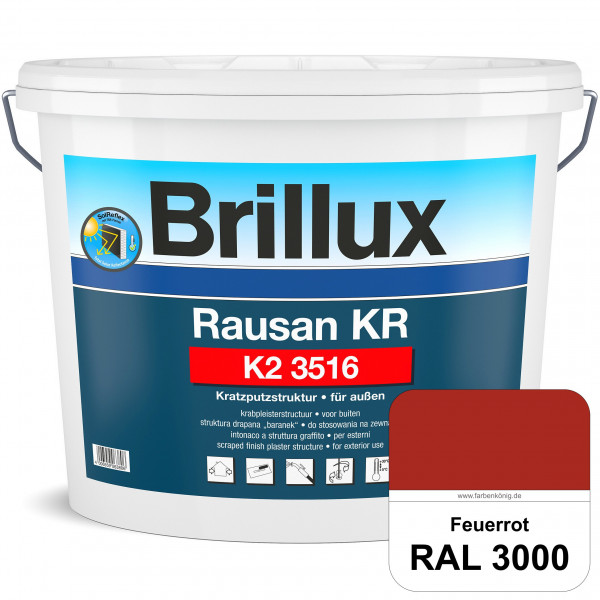Rausan KR K2 3516 (RAL 3000 Feuerrot) Organisch gebundener Kratzputz für wetterbeständige Oberfläche