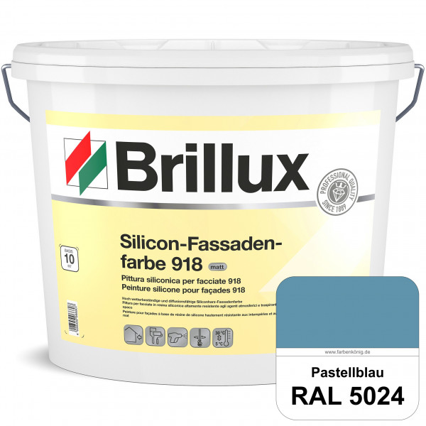Silicon-Fassadenfarbe 918 TSR-Formel (RAL 5024 Pastellblau) Fassadenfarbe auf Siliconharzbasis für d