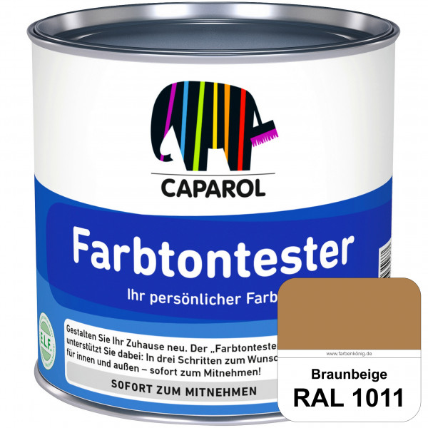 Farbtontester (RAL 1011 Braunbeige) Individuell abgetönte Dispersionsfarbe zum Anlegen von Farbtonmu