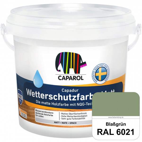 Capadur Wetterschutzfarbe Matt (RAL 6021 Blassgrün) matte Holzfarbe mit NQG-Technologie für außen