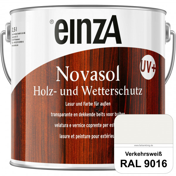 einzA Novasol HW Lasur (RAL 9016 Verkehrsweiß) Lasierender Wetterschutz für außen