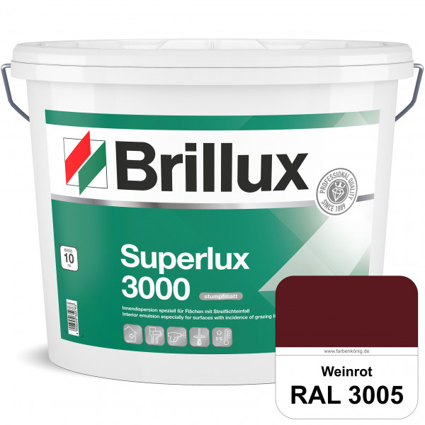Superlux 3000 (RAL 3005 Weinrot) hoch deckende stumpfmatte Innen-Dispersionsfarbe - streiflichtunemp
