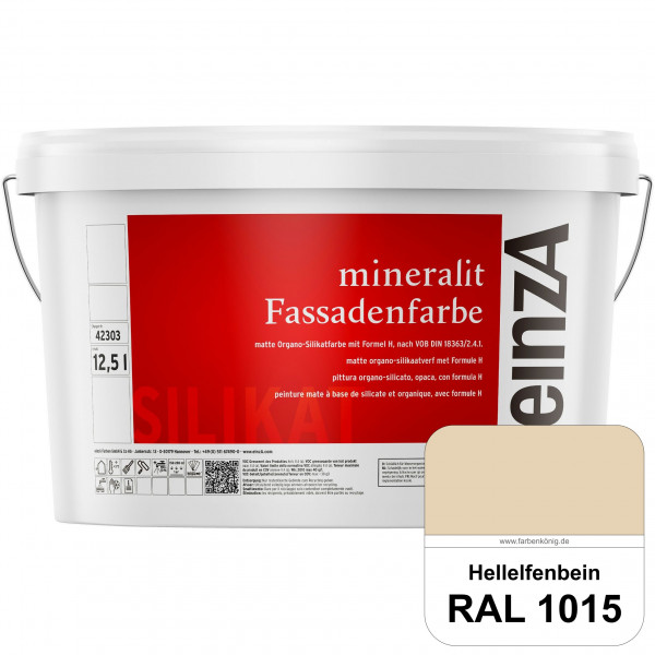 einzA mineralit Fassadenfarbe (RAL 1015 Hellelfenbein) wetterbeständige & streichfertige Silikatfarb