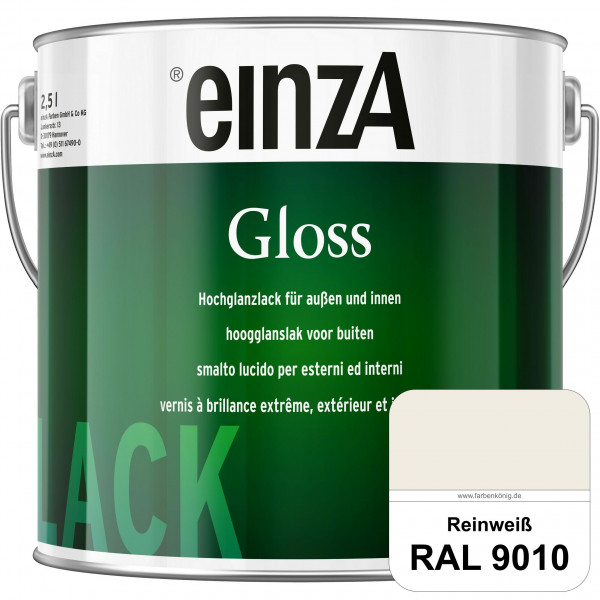 einzA Gloss (RAL 9010 Reinweiß) Hochwertiger Alkydharzlack in Premium-Qualität, hochglänzend.