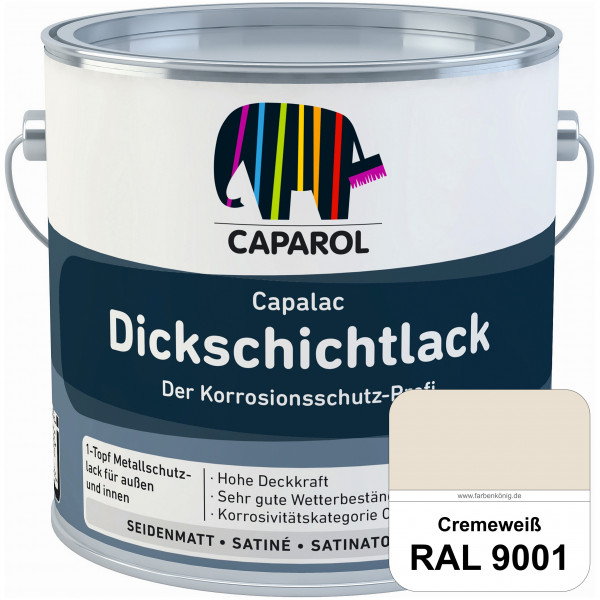 Capalac Dickschichtlack (RAL 9001 Cremeweiß) 1-Topf Metallschutzlack (löselmittelhaltig) innen & auß