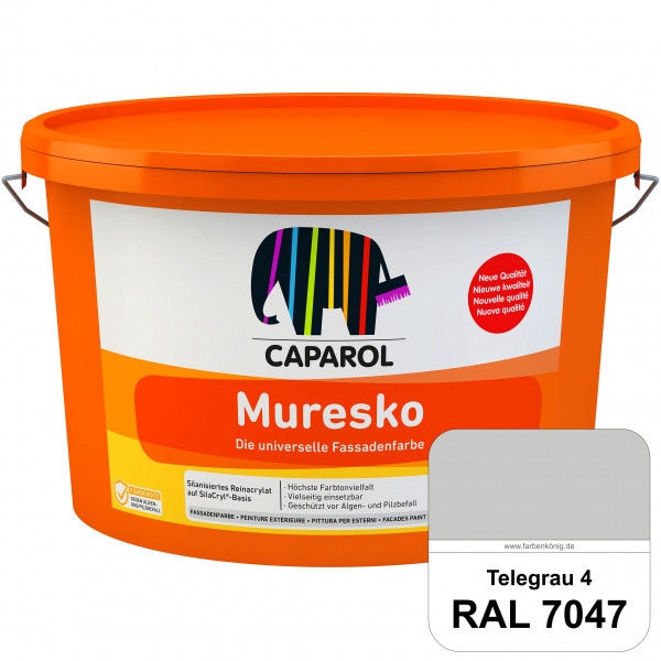 Muresko (RAL 7047 Telegrau 4) Silanisierte Reinacrylat-Fassadenfarbe auf SilaCryl®-Basis
