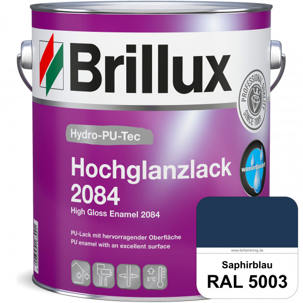 Hydro-PU-Tec Hochglanzlack 2084 (RAL 5003 Saphirblau) wasserbasierter Hochglanzlack für Holz, Zink,